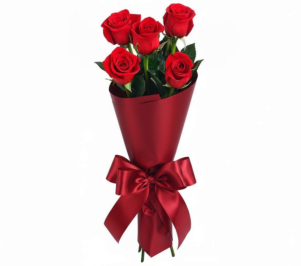 Букет 5 Красных роз Эдлесс Лав в Шире