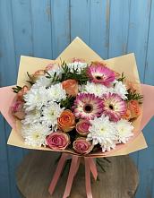 Букет цветов из:  Розы, Герберы и Хризантемы в Шире