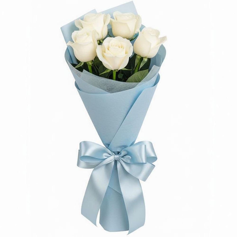 Букет 5 Белых роз Проуд в Шире