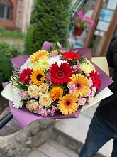 Букет цветов из:  Герберы, Ромашки, Хризантемы, Розы и Подсолнухи #REPLACE_PRED# Шире