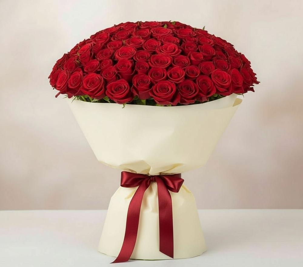 Букет 101 Красная роза Милано в Шире