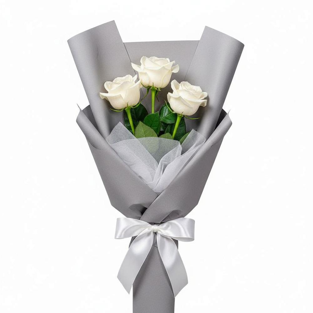 Букет 3 белые розы в Шире