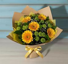 Букет цветов из:  Герберы и Хризантемы в Шире