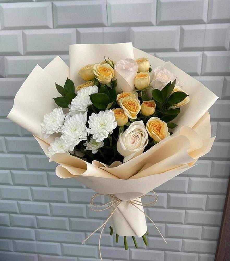 Букет цветов из: Розы и Хризантемы в Шире