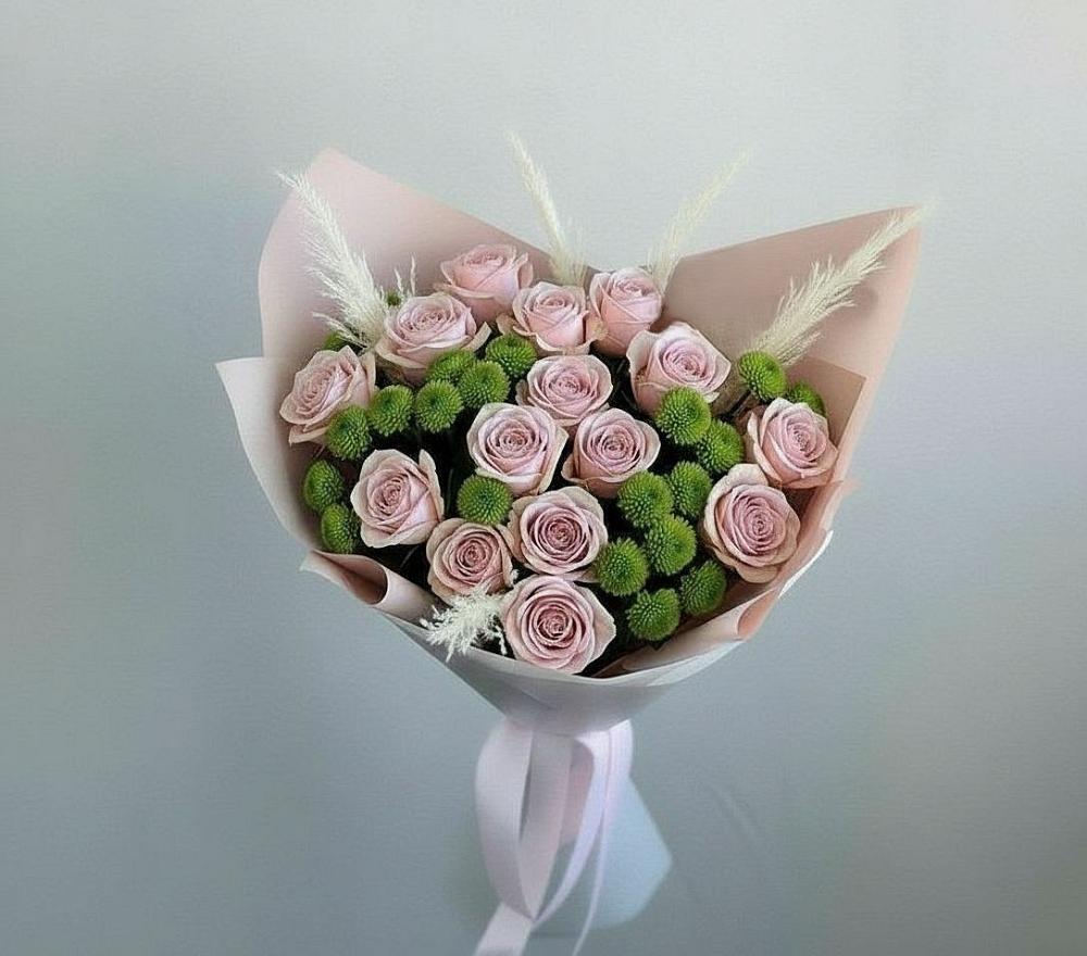 Букет цветов из: Розы и Хризантемы в Шире