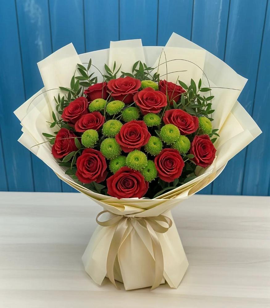 Букет цветов из: Розы и Хризантемы в Шире